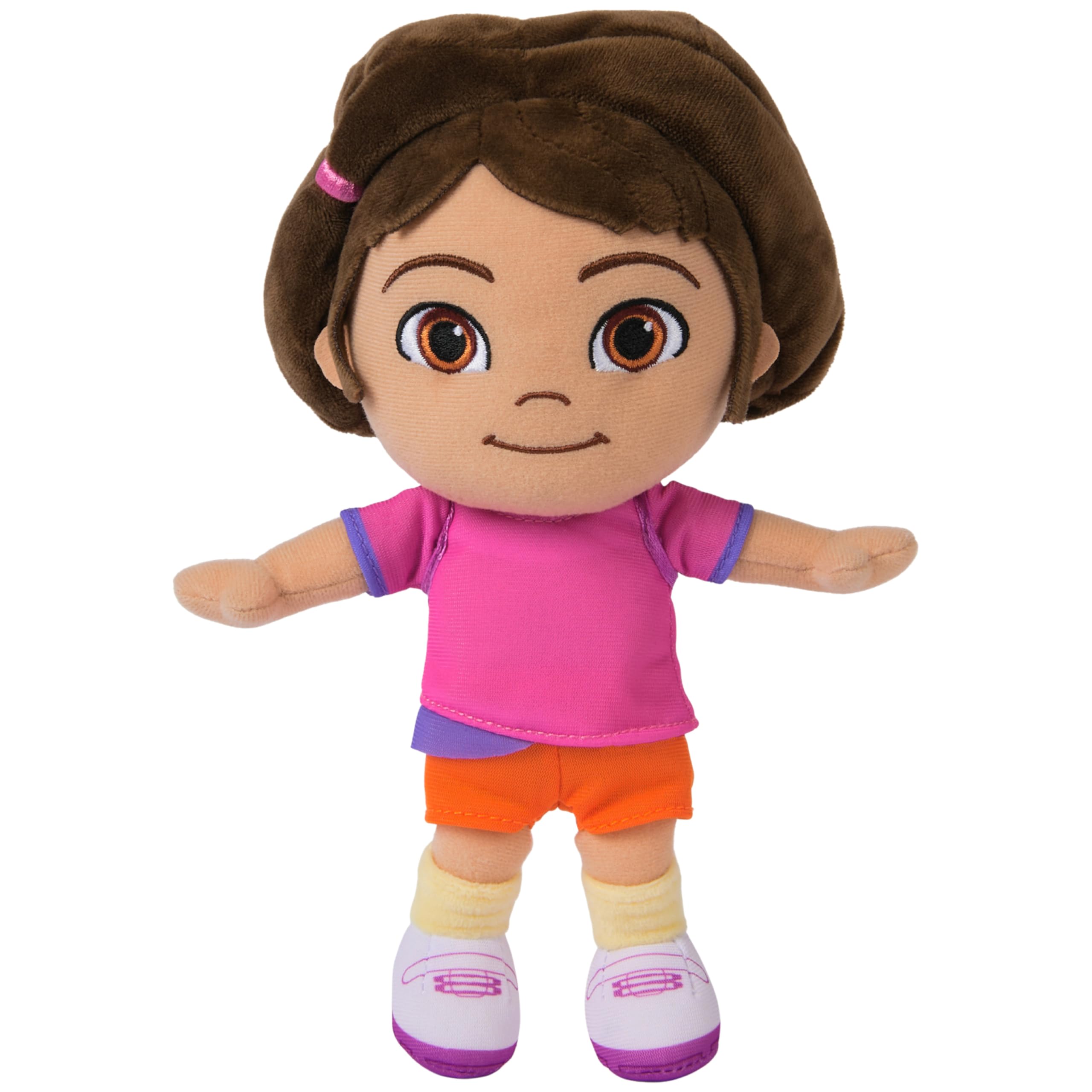 DORA 8-inch plush doll with embroidered details for authentic play and cuddling.