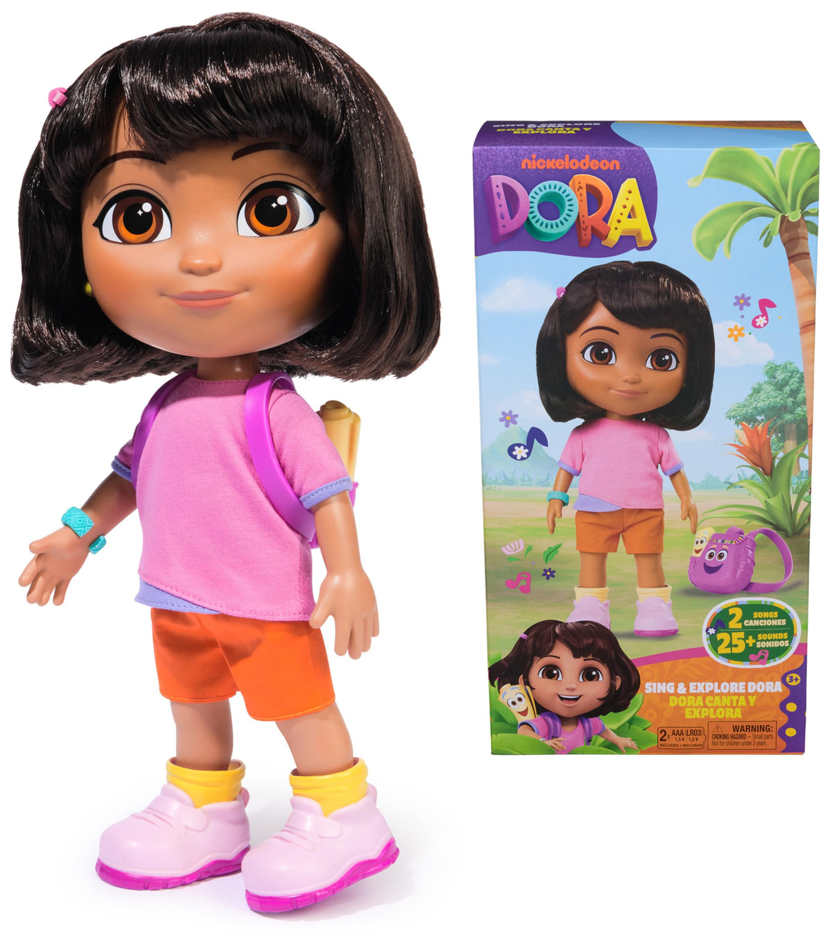 Dora Sing & Explore doll face closeup showing expressive features for imaginative play