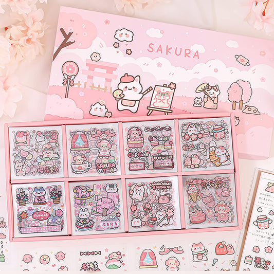 Doraking kawaii animal stickers box with 200 sheets for journaling and crafts