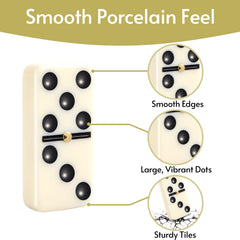 Doreimi Double 6 dominoes polished finish enhances premium look.