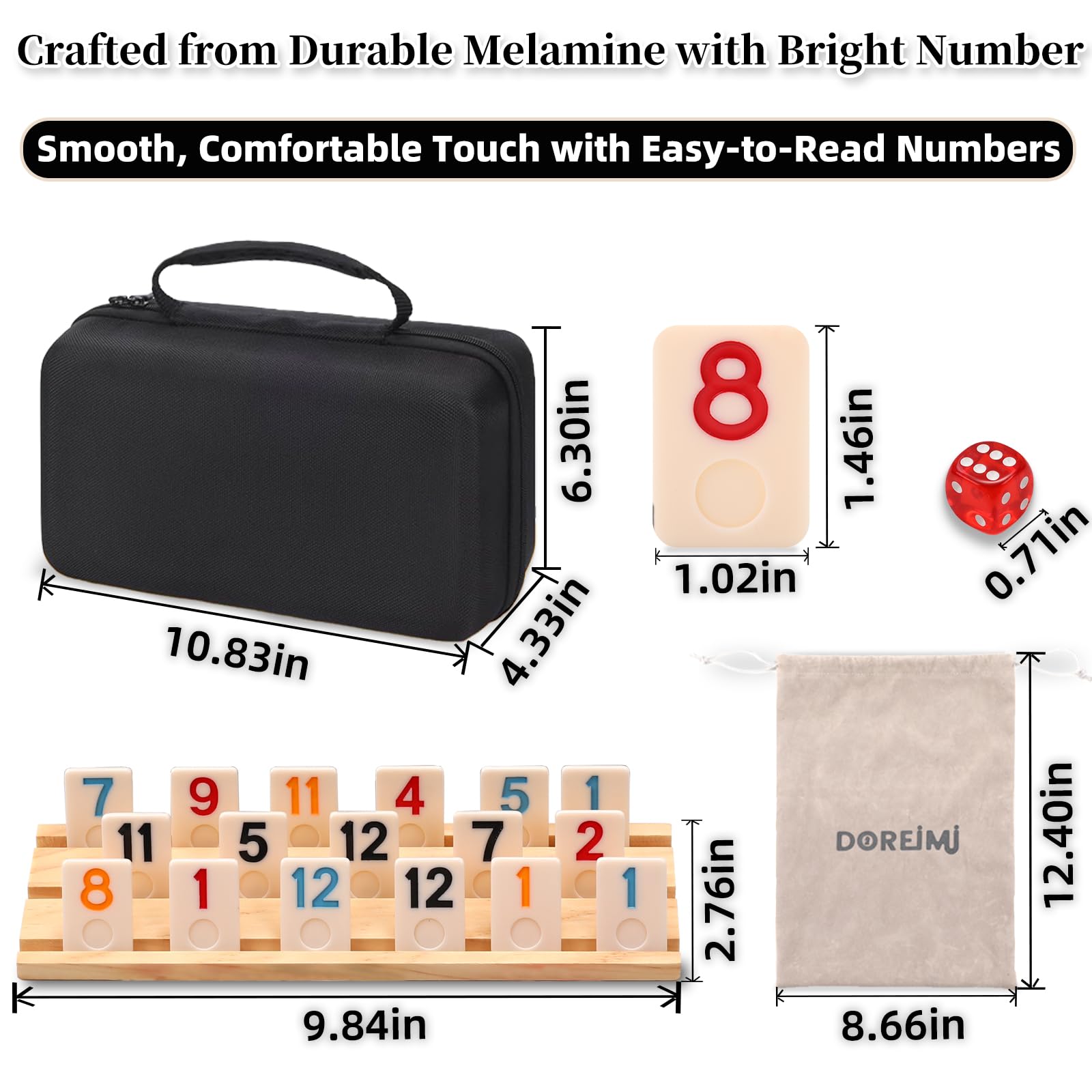 Doreimi Rummy Cube colorful tiles for quick recognition