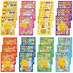 Dorgua Bee Make a Face stickers group sheet for mix-and-match party crafts.