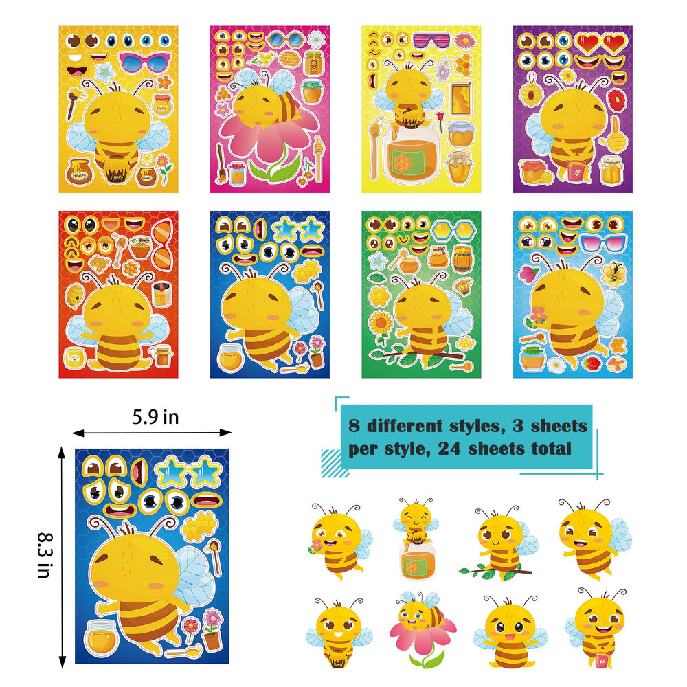 Dorgua Bee Make a Face stickers decorate notebooks and surfaces.