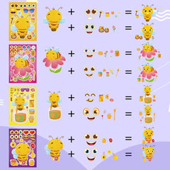 Dorgua Bee Make a Face stickers peel view for easy repositioning.