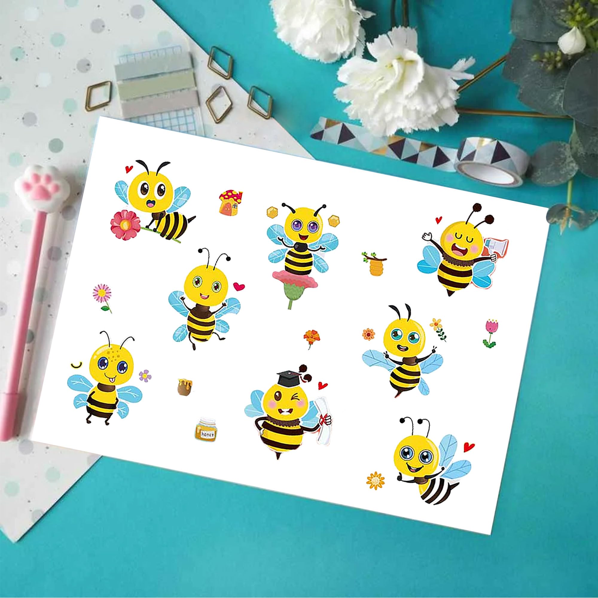 Dorgua Bee stickers set as classroom awards and party favors.