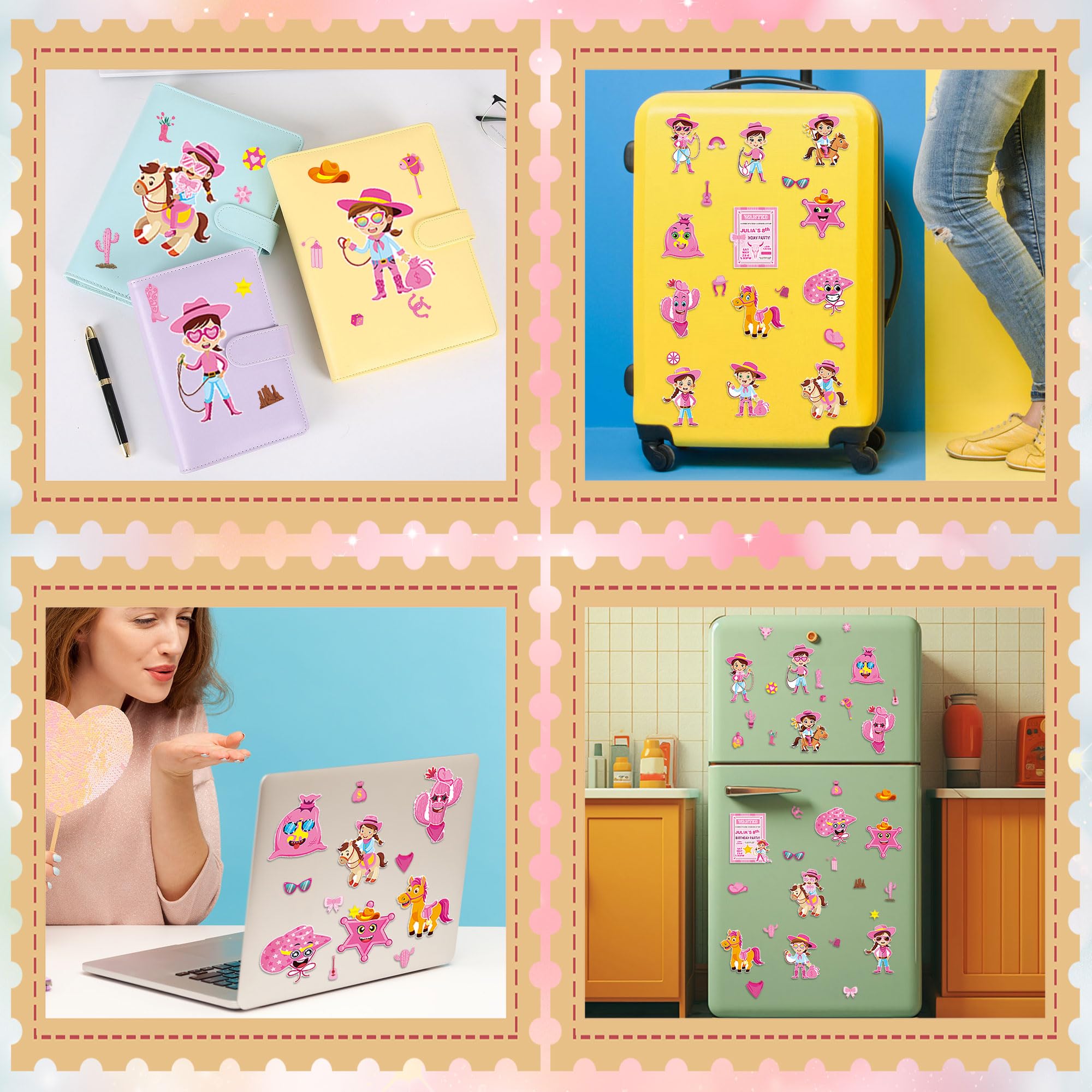 Dorgua cowgirl stickers feature premium coated paper for vivid colors.