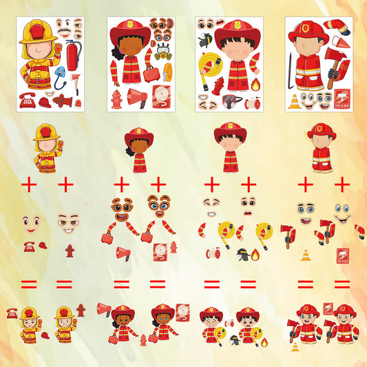 Dorgua fireman make-a-face stickers in bright colors ideal for DIY crafts and imagination.