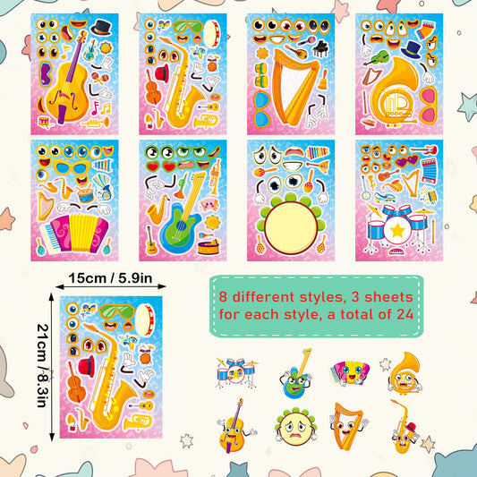 Dorgua guitar stickers: bright, mix-and-match pieces for classroom crafts.