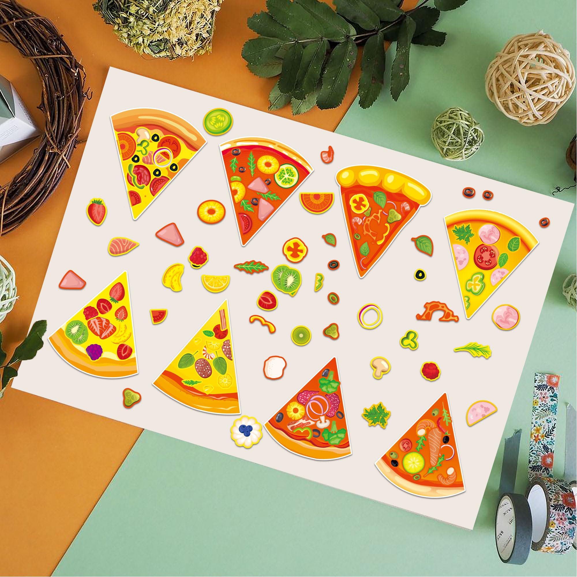 Dorgua pizza make-a-face stickers ideal gifts and rewards