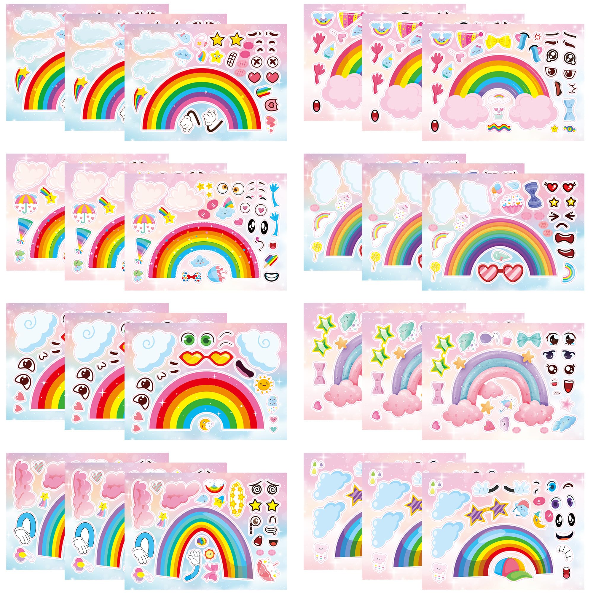 Dorgua rainbow make-a-face stickers pack for playful DIY decorating