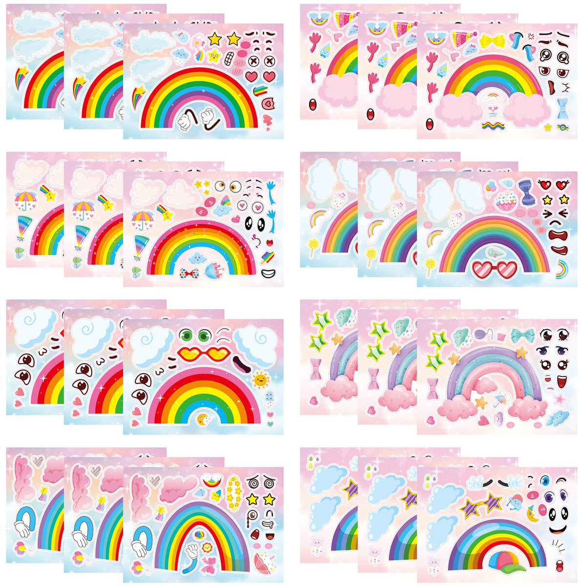 Dorgua rainbow make-a-face stickers pack for playful DIY decorating