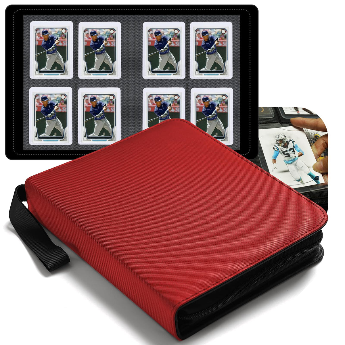 Dosanlues Toploaders Binder front red view for organized card storage