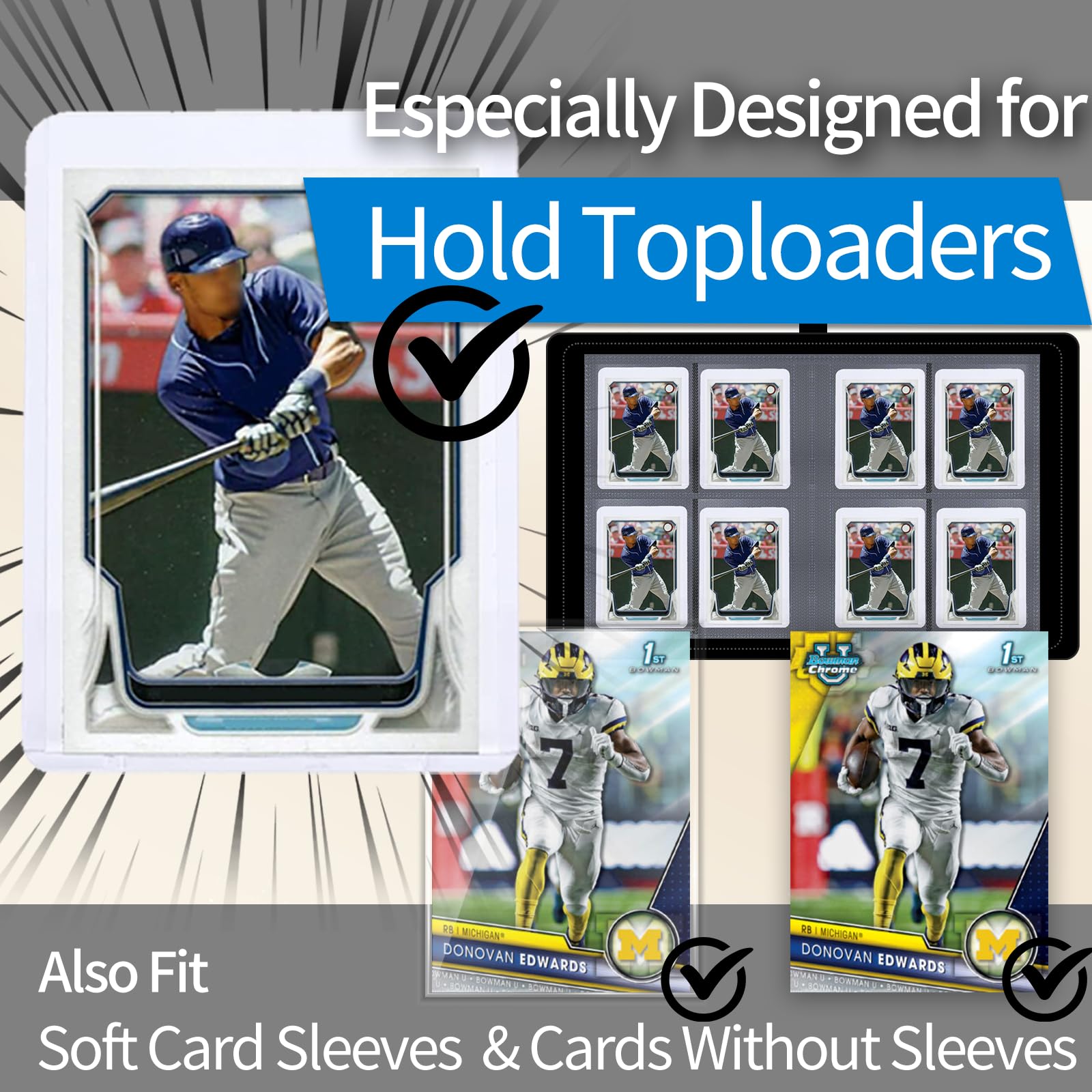 Dosanlues Toploaders Binder red spine view highlighting compact portability