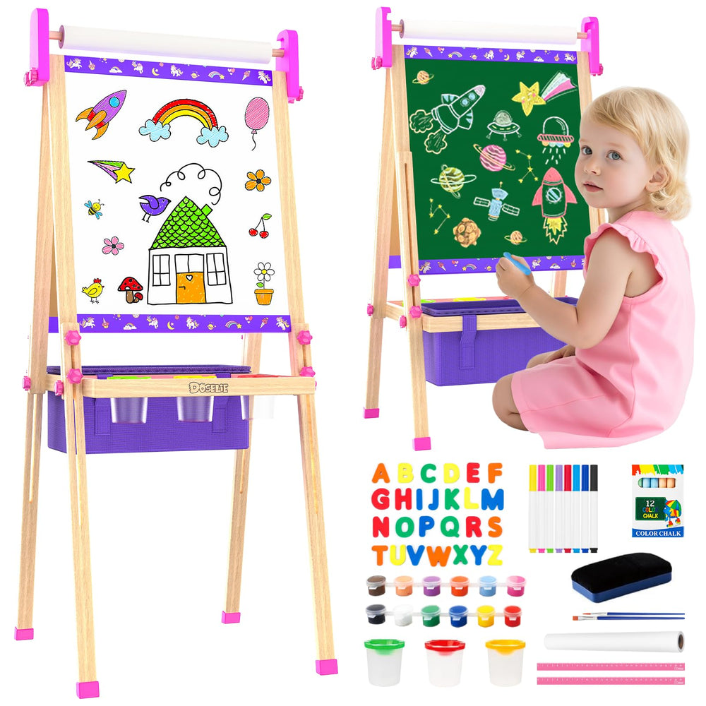 Doselie art easel for kids with paper roll ready for creative sessions