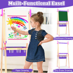 Doselie double-sided easel offers dry erase and chalk surfaces for versatile learning