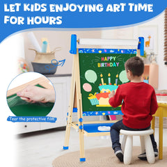 Doselie easel includes storage shelf and baskets for supplies