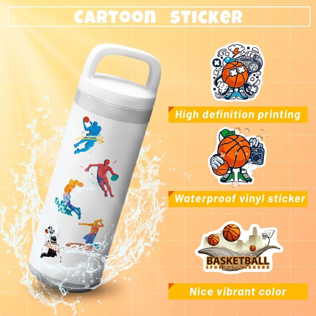 DothRayan basketball stickers on luggage help identify bags with fun, long-lasting designs.