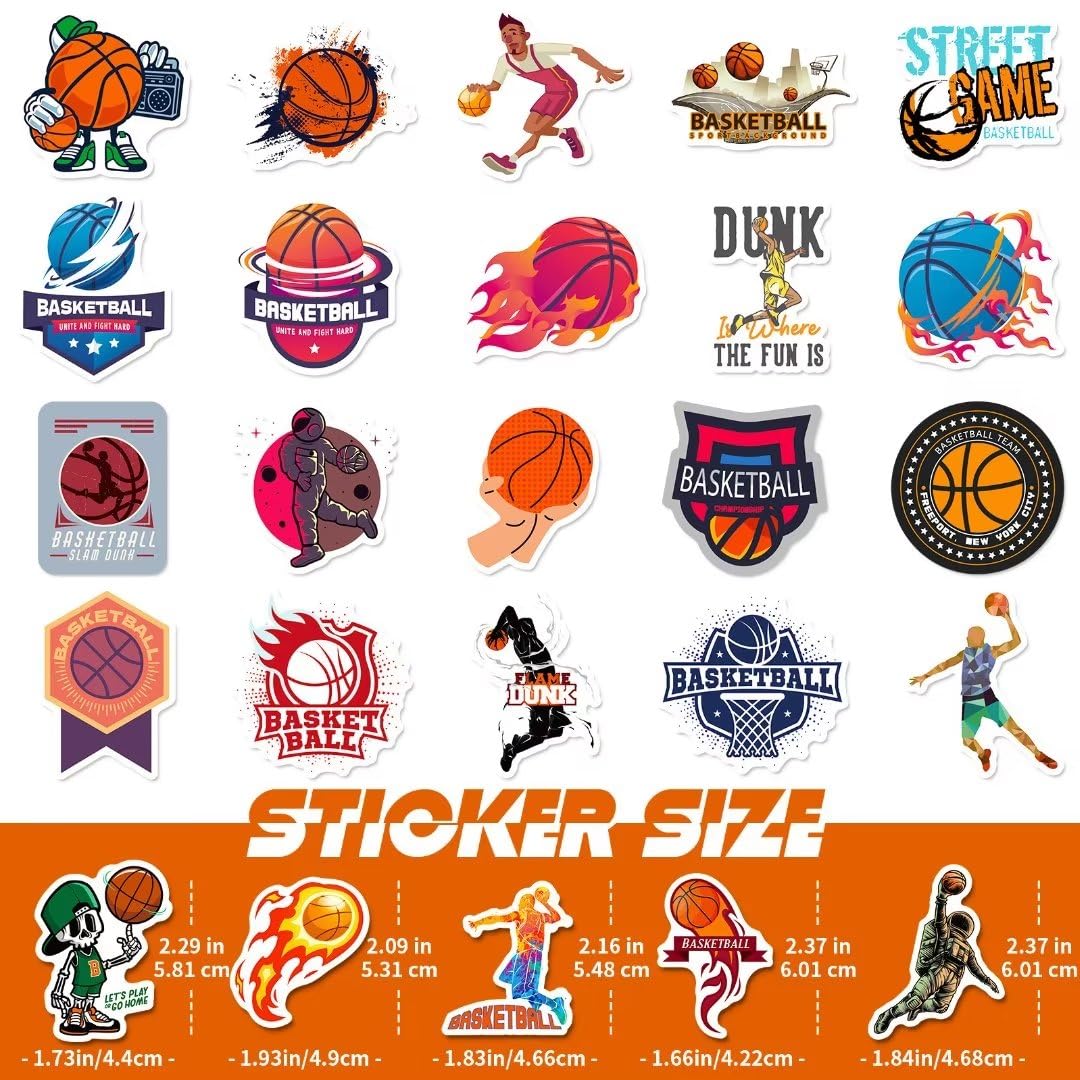 DothRayan basketball stickers on a skateboard add color with easy removal and no residue.