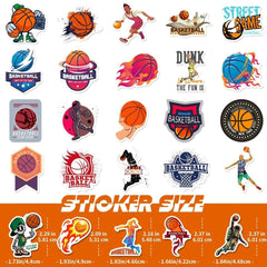 DothRayan basketball stickers on a skateboard add color with easy removal and no residue.