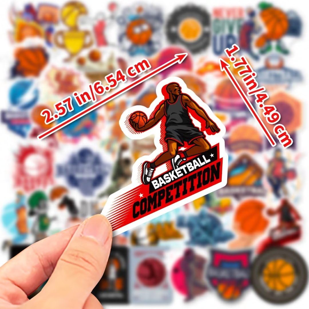 DothRayan basketball stickers set features 100 designs for indoors and outdoors use.