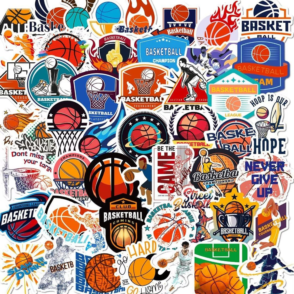 DothRayan basketball stickers on a water bottle for durable, waterproof personalization.