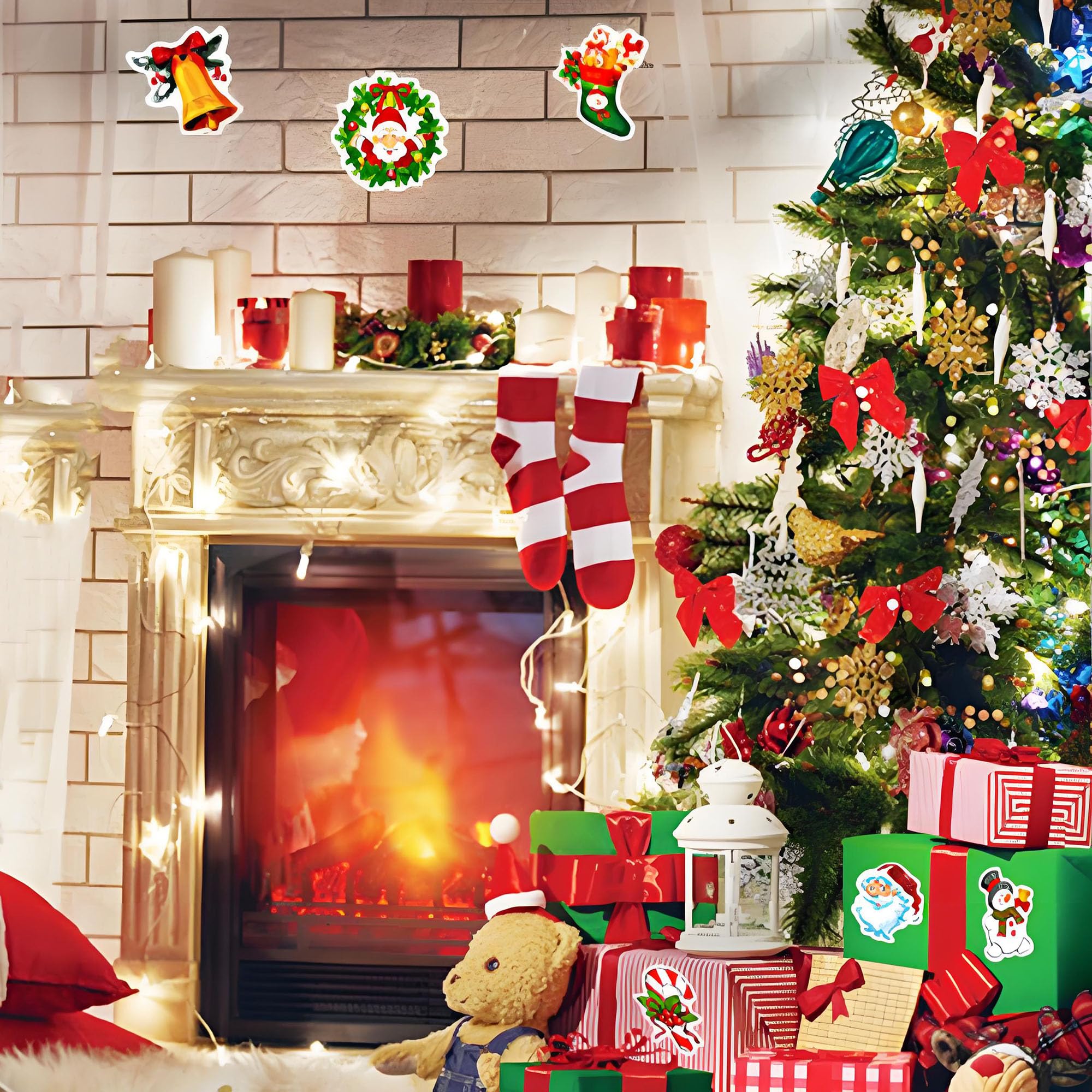 DothRayan Christmas Tree sticker offers cheerful accents for tags and crafts.