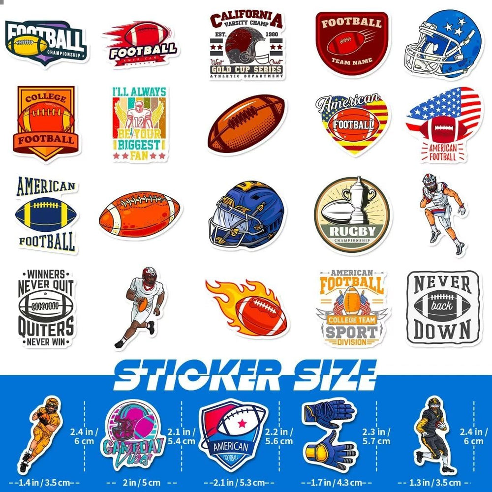DothRayan football stickers on a laptop for removable, fade-resistant customization.