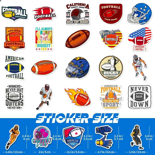 DothRayan football stickers on a laptop for removable, fade-resistant customization.