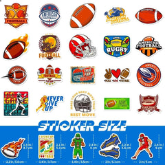 DothRayan football stickers on a skateboard for vibrant, durable surface décor.
