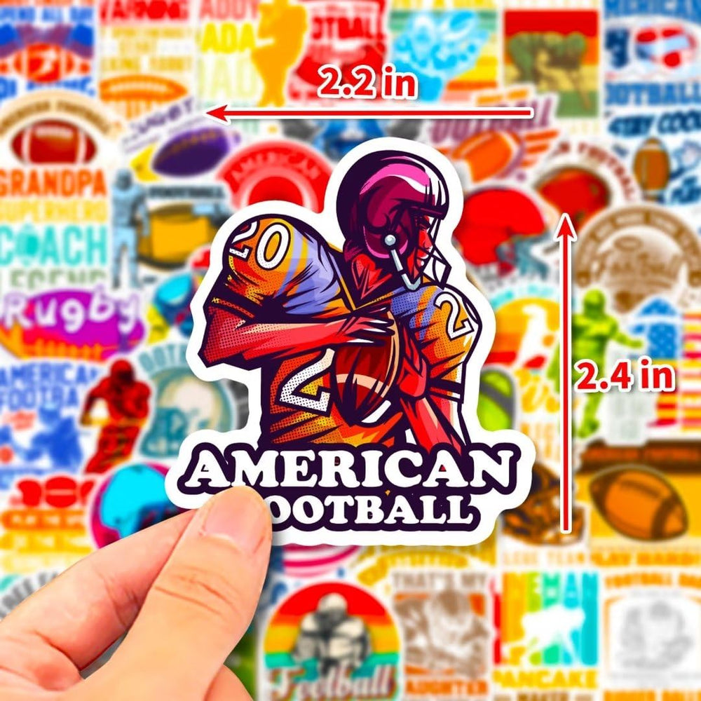 DothRayan football stickers on a snowboard for sturdy, splashproof decoration.