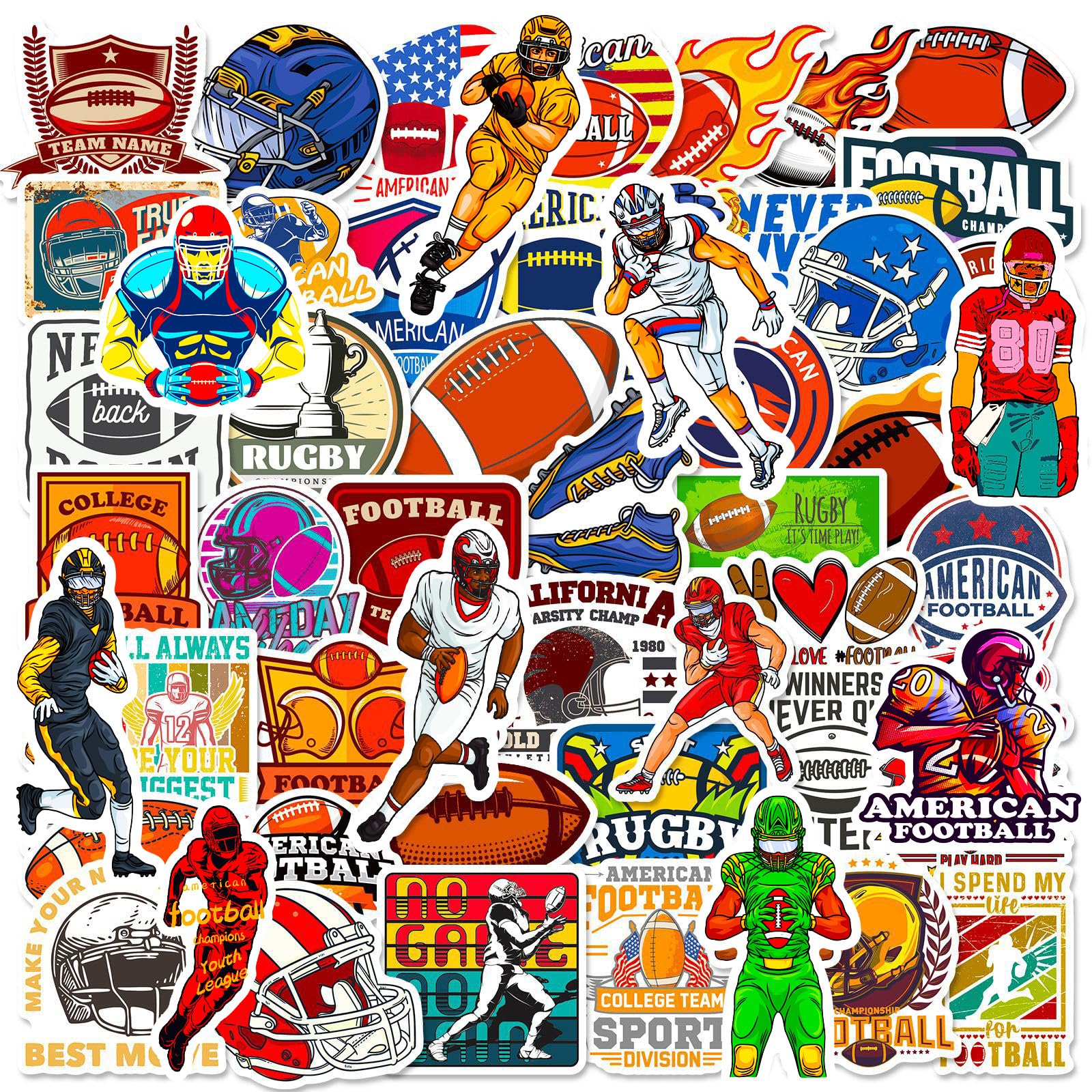 DothRayan football stickers on a water bottle for long-lasting waterproof decor.
