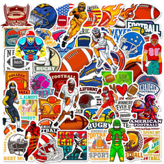 DothRayan football stickers on a water bottle for long-lasting waterproof decor.