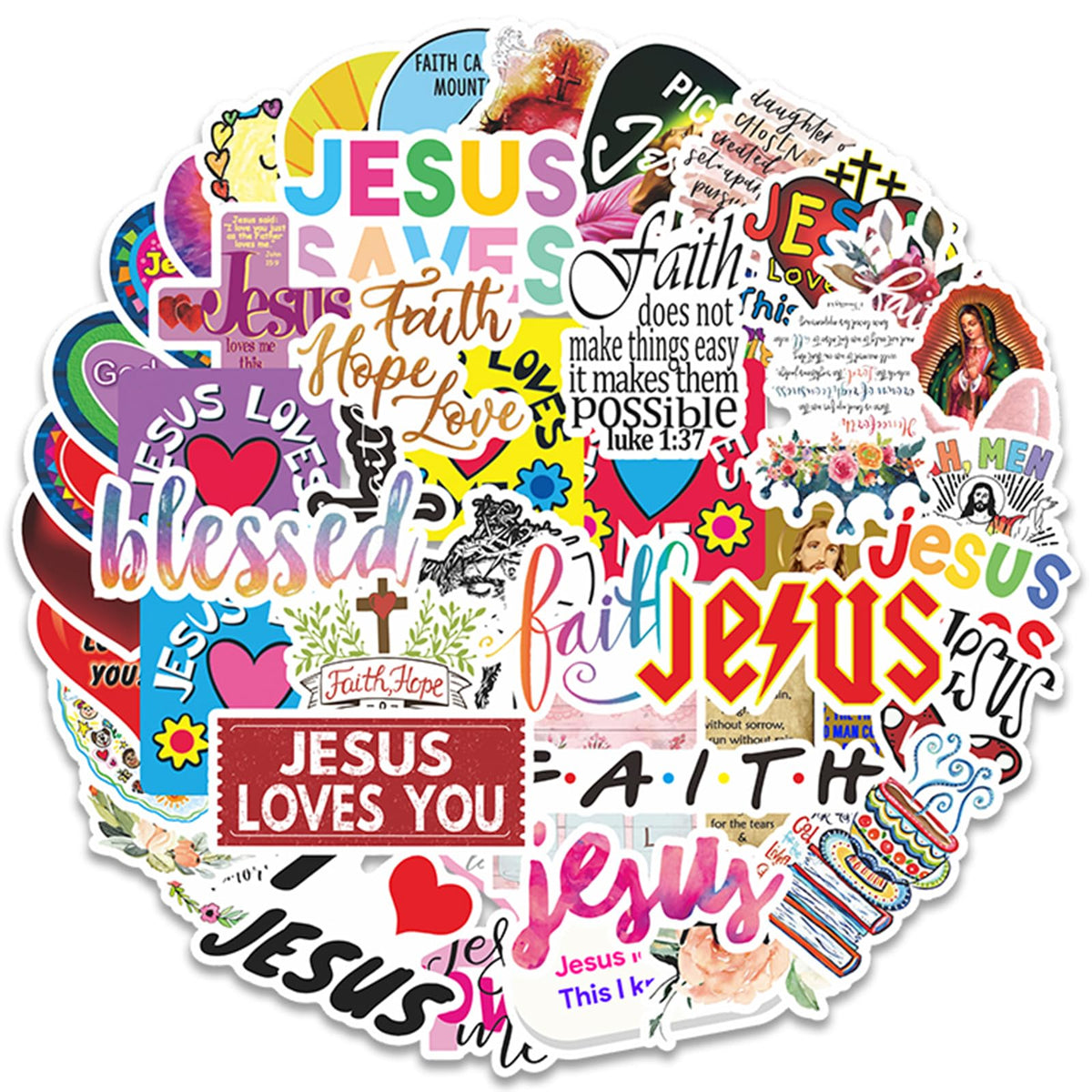 DothRayan Jesus stickers on water bottle add vibrant faith-inspired decoration