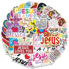 DothRayan Jesus stickers on water bottle add vibrant faith-inspired decoration