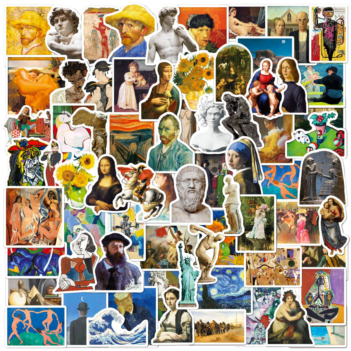 DothRayan van Gogh style sticker pack for laptop with waterproof durability and artful flair.