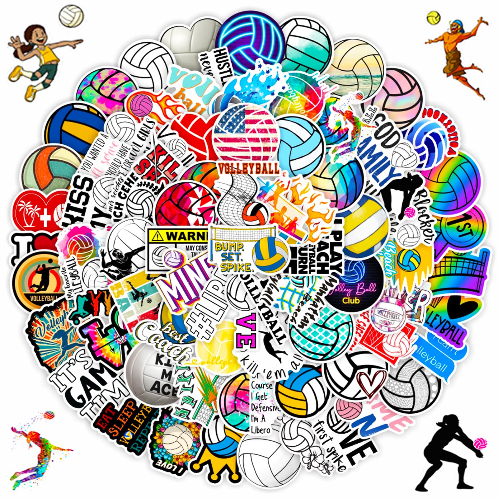 DothRayan volleyball stickers on a laptop, vibrant colors that resist sun exposure.