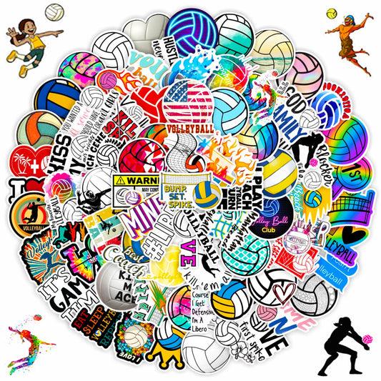 DothRayan volleyball stickers on a laptop, vibrant colors that resist sun exposure.