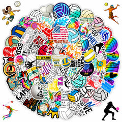 DothRayan volleyball stickers on a laptop, vibrant colors that resist sun exposure.