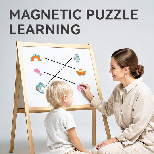 Close-up of Dotimo Kids magnetic ocean pieces for hands-on learning
