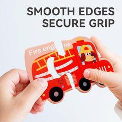 Dotimo Kids vehicle puzzle magnets for fridge bus focus and playful learning.