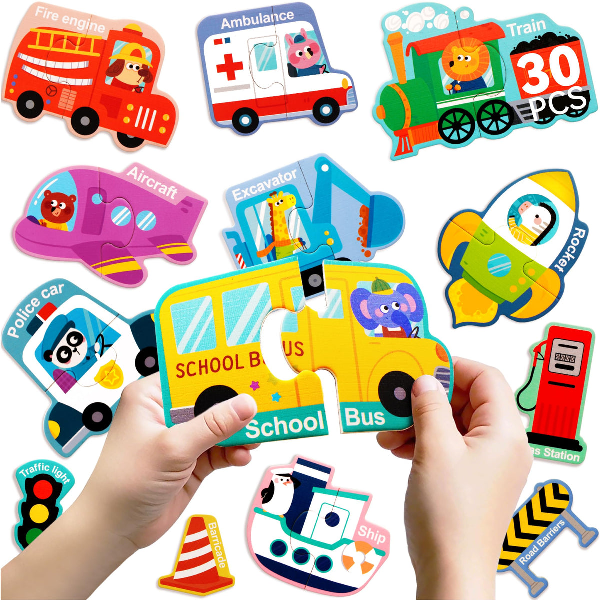 Dotimo Kids vehicle puzzle magnets for fridge truck focus and fine motor skills.