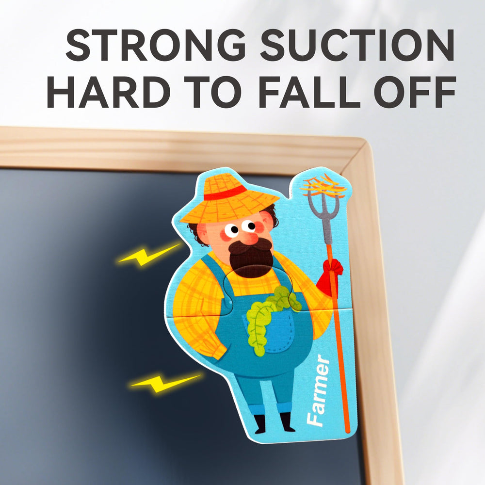 Fridge or blackboard play with Dotimo magnets on metal surfaces.