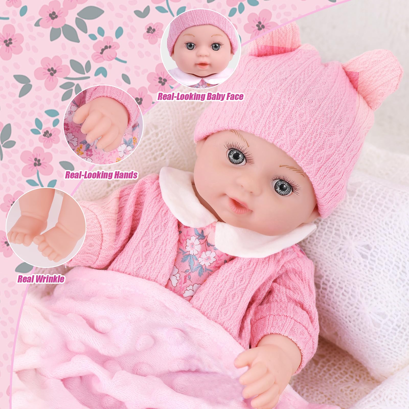 DOTVOSY baby doll nipple teat included for realistic feeding play.