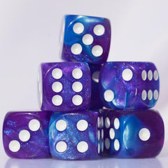 Premium acrylic 10pc D6 dice in purple blue add vibrant flair to board games.
