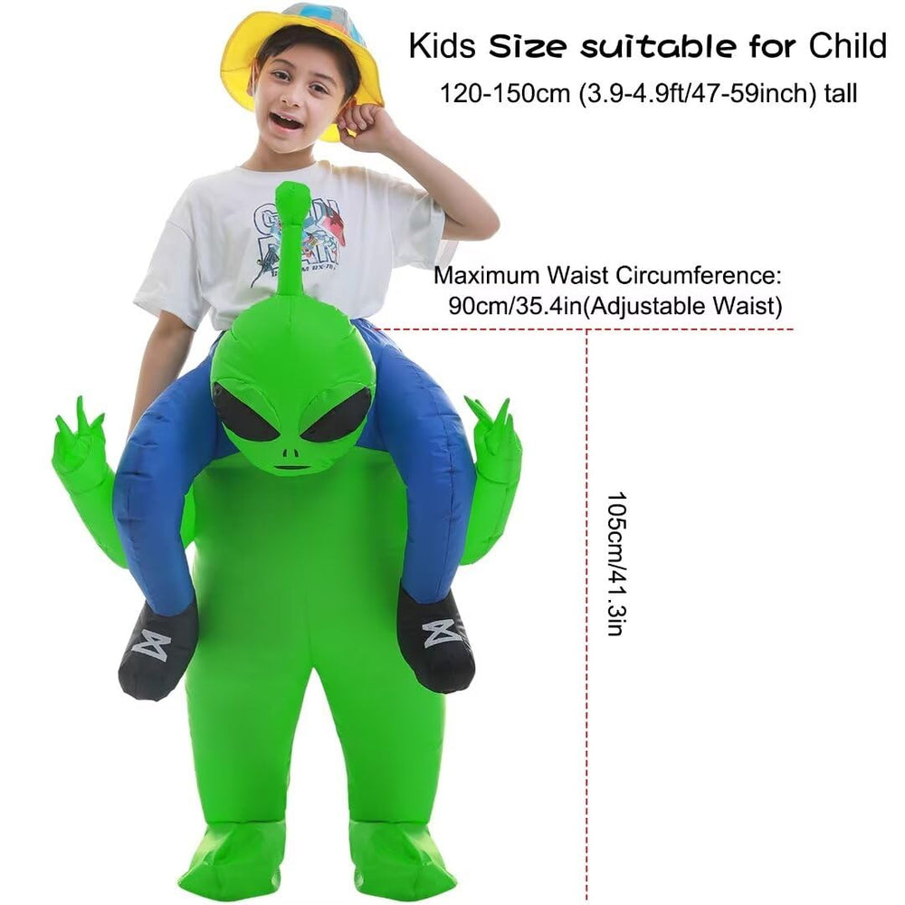 Double Couple alien costume side view showcases slim inflatable silhouette for party wear