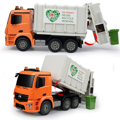 DOUBLE E Benz view of the tipping bin illustrates precise control during disposal play.