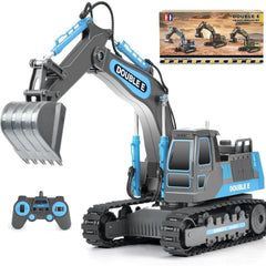 DOUBLE E remote control excavator front view for outdoor play