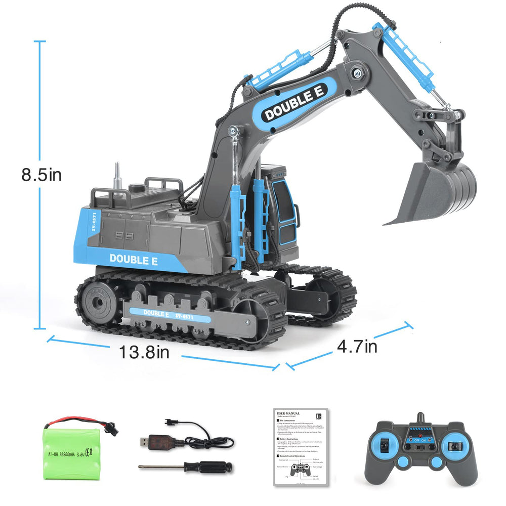 DOUBLE E RC excavator right side view ready for action