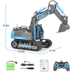 DOUBLE E RC excavator right side view ready for action