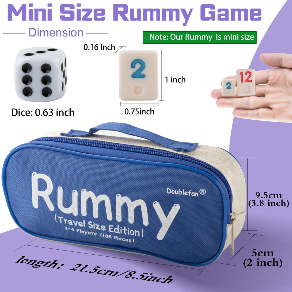 Doublefan Mini Rummy Cube Set racks shown for organized tile management